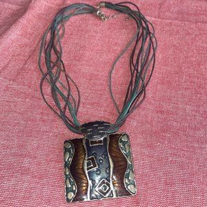 Pretty blue and brown pendant necklace